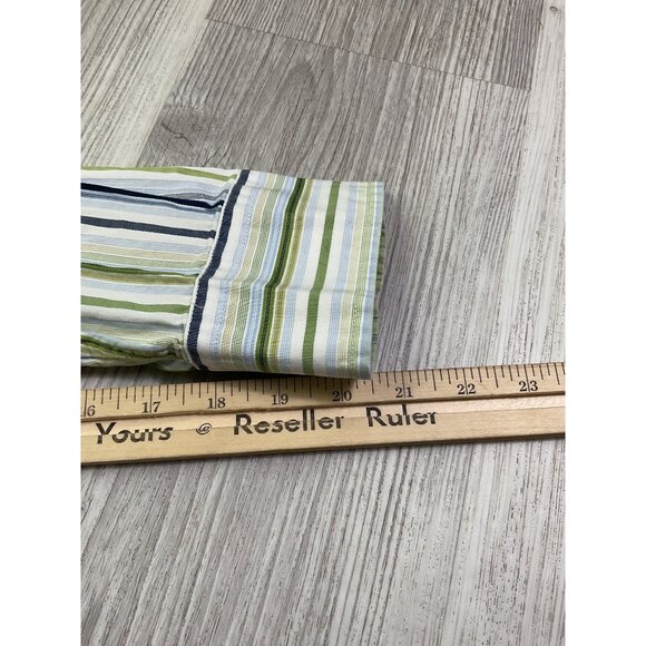 Banana Republic Mens Striped Button-Up Long-Sleeve Shirt L Green/Blue - Picture 7 of 7